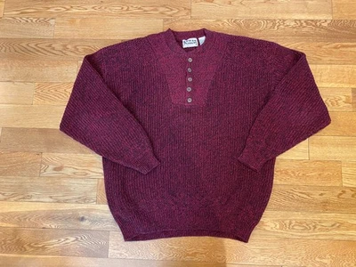 Cotton Traders Vintage Hong Kong Quarter Button Pullover Knit Sweater Red Large - Image 1 of 4