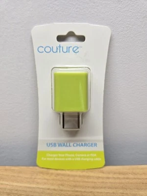 Nuevo Adaptador de Pared USB Verde Couture Cargador Salida 5V DC 1 Amp Foto 1 de 4