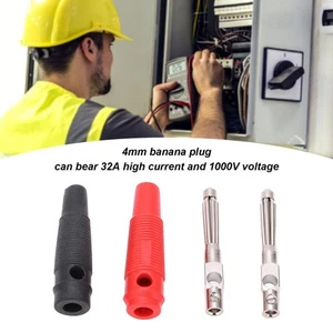 10Pcs 4mm 7Pin Banana Plug Stackable Banana Connector 32A 1000V Black Red Wi XO - Picture 1 of 12