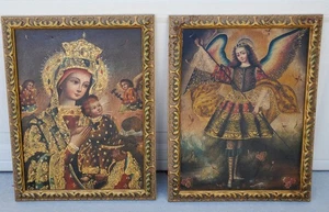 Paar gerahmte Giclée-Drucke Unsere Liebe Frau von der ewigen Hilfe & Erzengel Barachiel Ikonen - Bild 1 von 21