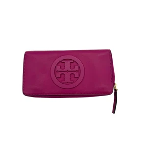 RETAIL $229 Tory Burch Charlie Zip Continental Wallet*PARTY FUSCHIA*EUC - Picture 1 of 12