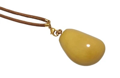 Hermes Authentix Unisex Gargantilla Collar Piedra Amarilla Colgante Correa Cuero 36cm Foto 1 de 4