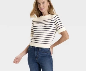 Universal Thread gestreifter Kurzarm Rundhals Pullover Sweater Gr. S - Bild 1 von 4