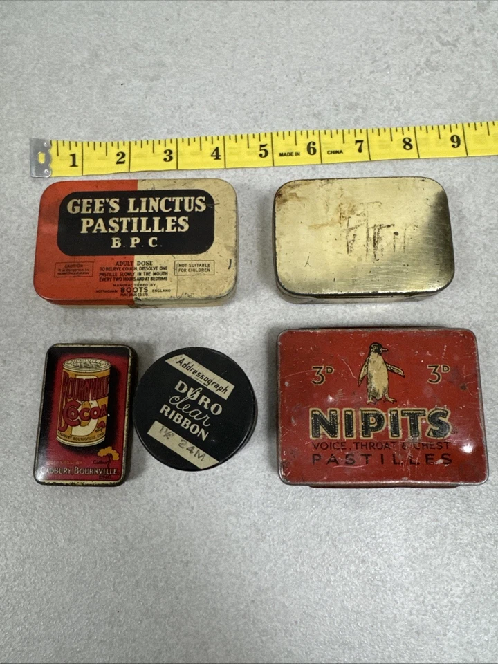 Vintage Small Tin Boxes 5 PCS Various Brands And Sizes - Image 1 of 4