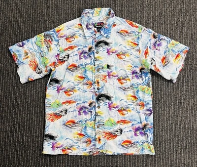 Men’s Patagonia 1993 Pataloha Fly Fishing Print Hawaiian Shirt Size Medium - Image 1 of 4