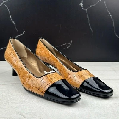 Mezzo by Vaneli Rickie Women’s Cap Toe Classic Kitten Pumps Brown/Black sz 8.5 - Image 1 of 4