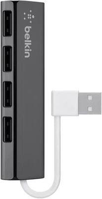 New Belkin 4-Port Ultra Slim USB 2.0 Travel Hub F4U042BT High Quality Black - Image 1 of 3