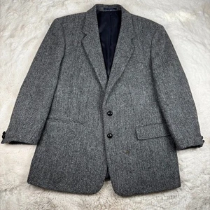 Harris Tweed Mens 100% Scottish Wool Blazer Jacket Sport Coat Herringbone SZ 40S - Picture 1 of 10
