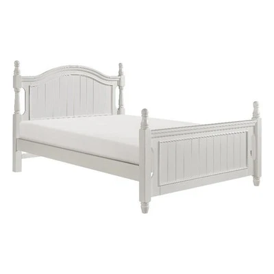 Cama de plataforma completa Lexicon Clementine de madera de goma y tablero de MDF en blanco Foto 1 de 4