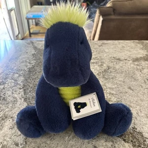 Aurora Plüsch-Dinosaurier Aidan 10 Zoll blau limettengrün gelb Cord Bauchhaar Zähne - Bild 1 von 9