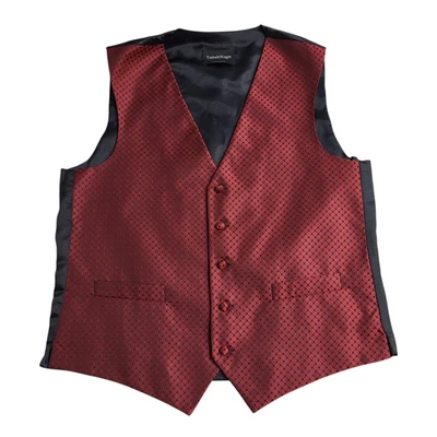 Taylor & Wright Waistcoat Red Wedding Patterned Smart Formal Men's L 42" - Image 1 of 4
