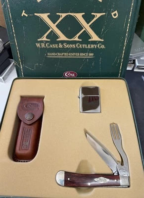 1998 CASE XX & ZIPPO HOBO KNIFE & LIGHTER GIFT SET & SHEATH 6254HB NEW N BOX 00H - Image 1 of 4