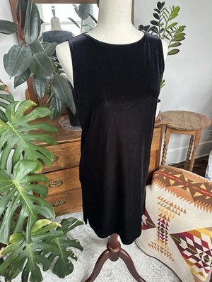Vestido recto midi de terciopelo negro sin mangas Impressions Y2K talla pequeña Foto 1 de 4