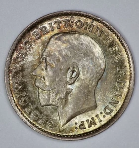 1911 Great Britain George V 3p Brilliant UNC Threepence - Picture 1 of 3