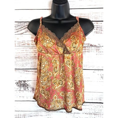 Top Cami Vintage Y2K The Limited Paisley S Marrón Sedoso Encaje Terroso Hada Grunge Foto 1 de 4