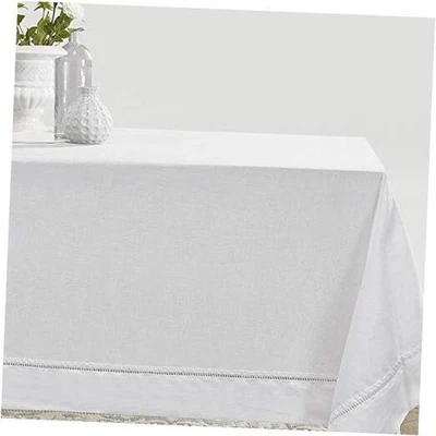  Mantel Premium 100% Lino Punto Dobladillo-60 x 104 Mantel (60" x 104") Blanco Foto 1 de 4