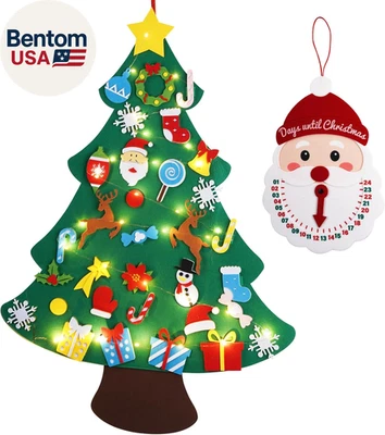 3Ft DIY Felt Christmas Tree for Toddlers with Light Set + Santa Claus Advent Cal - Image 1 of 4