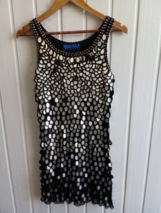 Goddiva Sleeveless Black & Silver Shift Party Dress - Excellent Condition (CS) - Picture 1 of 4