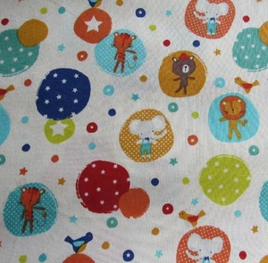 5/8 yd x 43" Adorable Primary Colorful BALLS ANIMALS Juvenile Baby Cotton Fabric - Picture 1 of 4