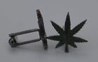Cannabis Leaf Quality Enamel Cufflinks