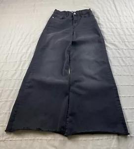 Pantalones de mezclilla para mujer Frame Le Pixie Palazzo 27x29 Film Noir negros elásticos acampanados - Imagen 1 de 15