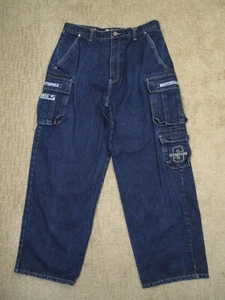 Vintage Southpole Jeans Men 36x30 Blue Cargo Pants Baggy Skater Hip Hop 90s Y2K - Picture 1 of 9