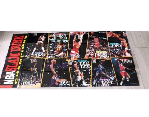 Vintage Poster 1997 NBA Slam Dunk Contest 1984-96 Michael Jordan 35x72" HUGE 6ft Cover