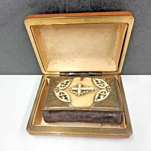 Antique Czech Complete Prayer Book For Catholic Christians With Bone Cross Decor - Picture 1 of 13