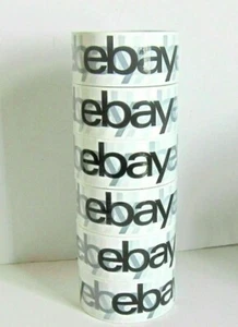 6 rollos de cinta de envío BOPP marca eBay logotipo negro 2 pulgadas x 75 yardas - Imagen 1 de 4