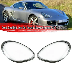 2Pcs Front Headlight Lens Cover Replacement For Porsche Boxster Cayman 987 05-08 - Picture 1 of 14