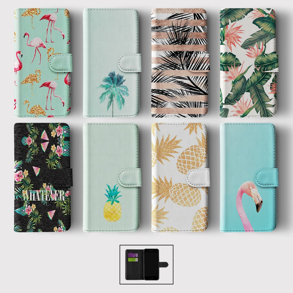 CASE FOR SAMSUNG S23 S22 S21 S20 S10 S9 WALLET FLIP PHONE COVER FLAMINGO PALMS - Image 1 of 1