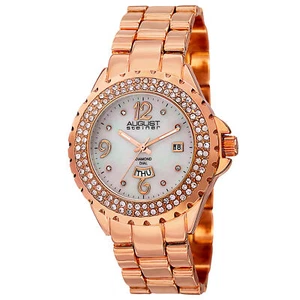 Reloj para mujer August Steiner AS8156RG blanco día/fecha esfera diamante tono rosa - Imagen 1 de 4