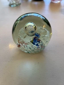 MULTI COLOUR GLASS BUBBLE GLASS PAPER WEIGHT Red, White & Blue Patriotic - Picture 1 of 7