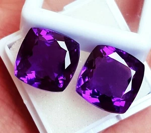 Coppia Cuscini Taglio Ametista Viola Naturale 22+ Ct Certificata Gemma Sciolta RN05 - Foto 1 di 10