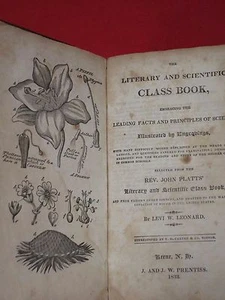 1833 LITERARY AND SCIENTIFIC CLASS BOOK / LEONARD / 7 PLATES / LEATHER - Picture 1 of 12