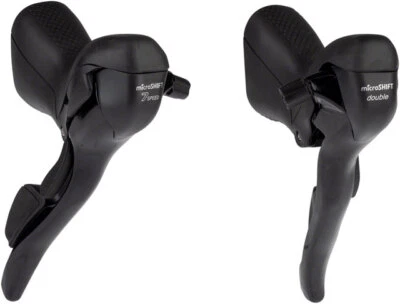 microSHIFT R7 Drop Bar Shift Lever Set - 2 x 7-Speed, Shimano Compatible, Black - Image 1 of 2