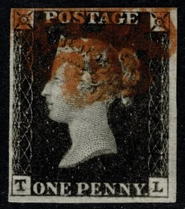 1840 1d Black Pl 4 TL 4m Red Maltese Cross Very Fine Used Cat. £400.00 - Picture 1 of 1