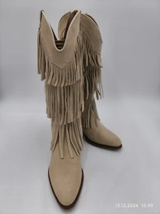 ++NEU++DWRS Helena Stiefel Gr.37 Wildleder Leder Westerstiefel Fransen UVP 180€ - Bild 1 von 6