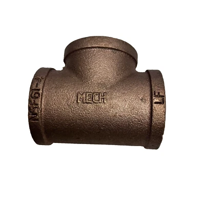 2" RED BRASS TEE FITTING FEMALE TREADED NPT - Image 1 of 4