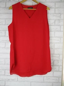 Liz Jordan womans top blouse XL 16 red solid V-neck sleeveless - Picture 1 of 8