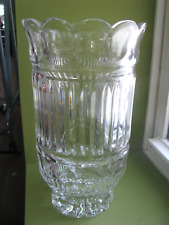 Large Vase Pressed Glass Heavy 9.5" tall 5" diameter Valentines elegant Crystal