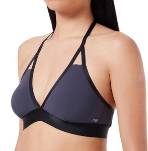 Sloggi Triangle Bikini Top Shore Tropical Gar Ink Grey Size S Padded Halter Neck - Picture 1 of 12