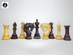 Piezas de ajedrez de lujo de la serie Benevento solamente-4,4" palo de rosa con triple peso King - Imagen 1 de 9