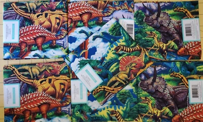 Fat Quarter 100% Cotton Sew Quilt 18X21 Colorful Dinosaurs Collage Lot Of 7 - Image 1 of 3