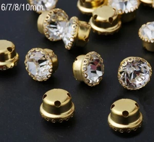 10MM CRYSTAL SEW ON JEWELS BUTTONS BEADS EMBELLISHMENTS CRAFT - VARIOUS PACKS - Picture 1 of 3
