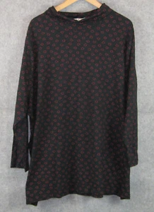 Ulla Popken Size 24/26 Turtleneck Top Black Hearts Women's - Picture 1 of 4