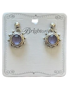 Brighton Hammered Silver JULES POST Tanzanite Purple Earrings NWT w/fabric Pouch - Picture 1 of 2