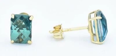PENDIENTES CIRCONITAS AZULES GENUINOS DE 3,68 quilates ORO AMARILLO DE 14k - Valoración gratuita - Nuevos con etiquetas Foto 1 de 4