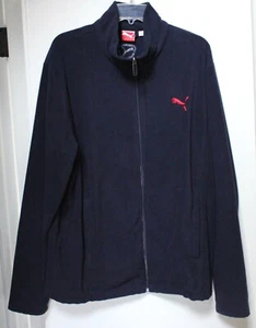 Vintage PUMA Fleece Jacket Navy Logo size Large 90's Full Zip, Mock Neck - Picture 1 of 12