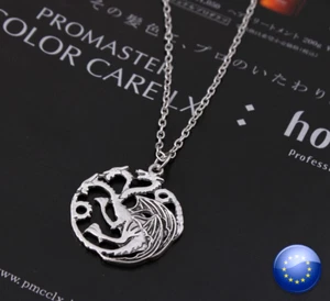 COLGANTE COLLAR DRAGONES PLATEADO TRES TRI JUEGO DE TRONOS TARGARYEN REGALO - Imagen 1 de 7